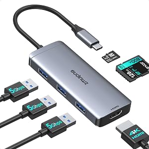 USB C Hub Adapter for MacBook Air USB-C HD MI Dongle for MacBook Pro 6 in 1 USBC
