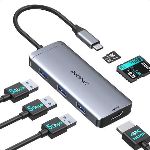 USB C Hub Adapter for MacBook Air USB-C HD MI Dongle for MacBook Pro 6 in 1 USBC