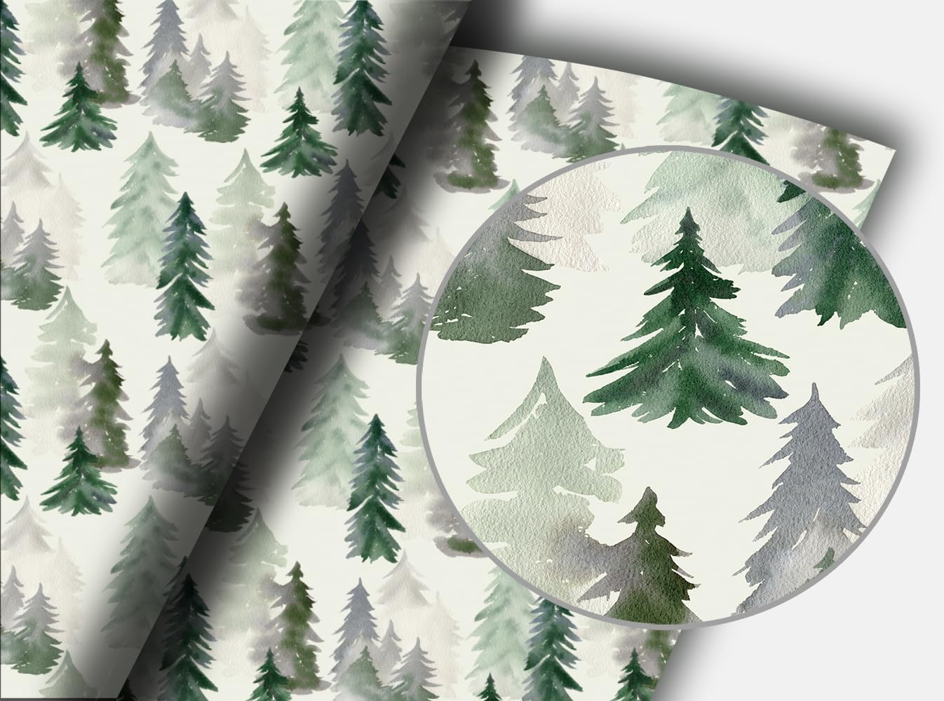 RANRAN Peel and Stick Wallpaper, Watercolour Pine Forest,Self Adhesive Wallpaper for Bedroom Furniture Wall Home Decorations 17.3in x 236in（44 cm x 600 cm）