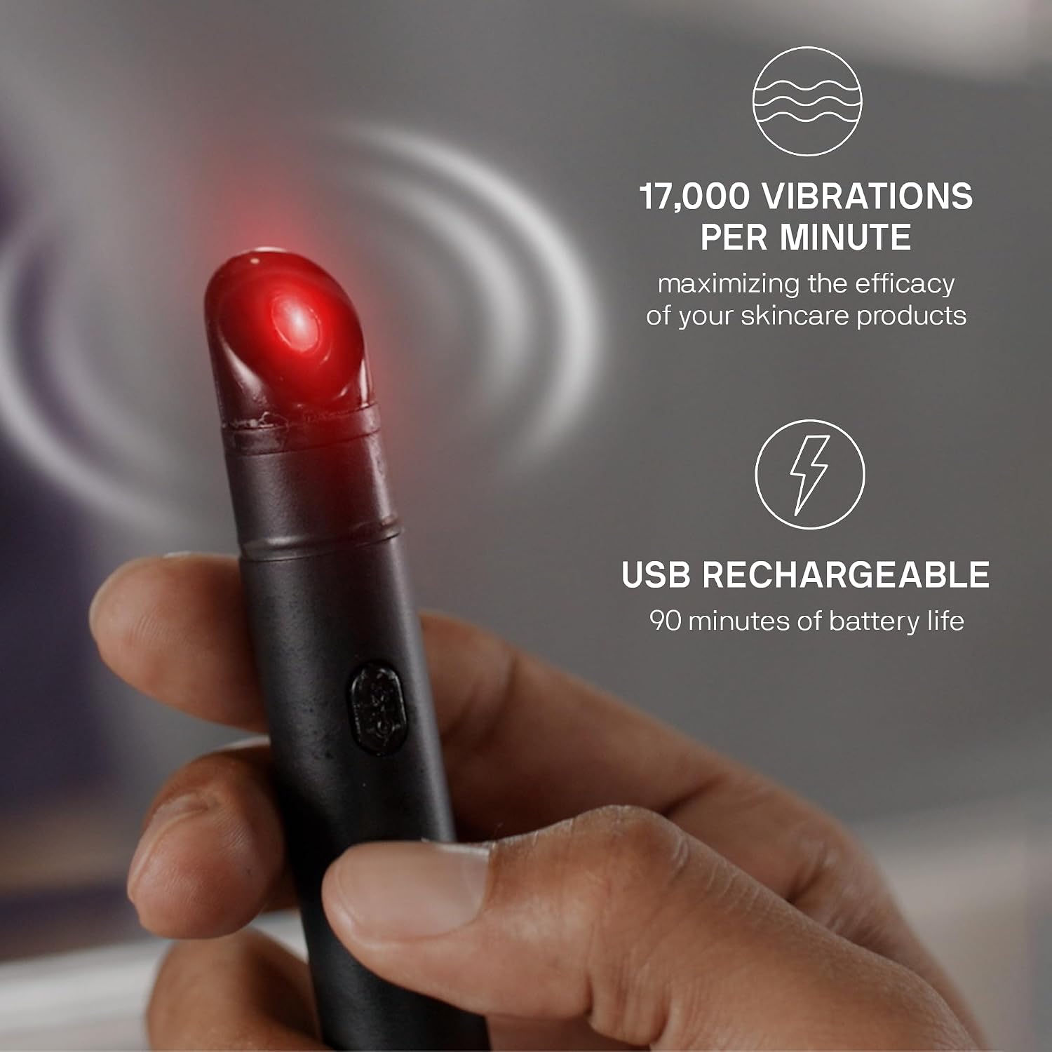 Black Wolf Revitalizing Eye Pen - Soothing Vibration Techology with Warm & Cool Modes - Compact Under-Eye Beauty Massage Tool to Revitalize & Energize