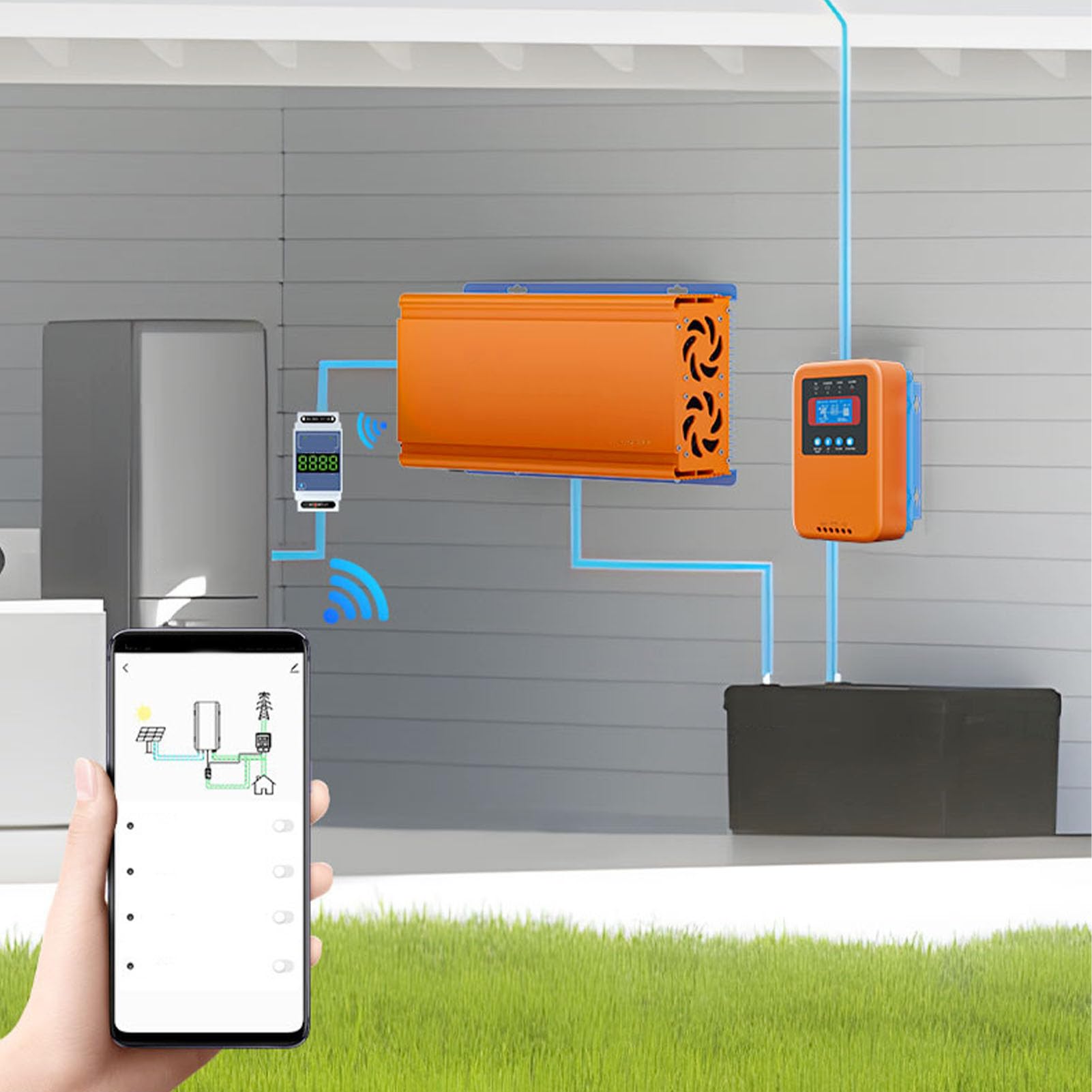 Eujgoov Inverter per Collegamento Alla Rete da 1000 W, Inverter di Energia Solare con MPPT, Monitoraggio WiFi, Antiriflusso per il Fotovoltaico Domestico (230V)