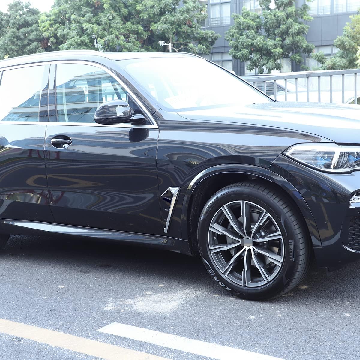 Shark Gills Side Fender Vent Decoration Trim for BMW X5 G05 2019-2021 Side Marker Fender Air Vent Trim Cover Car Outside Styling (X5 M, Silver)