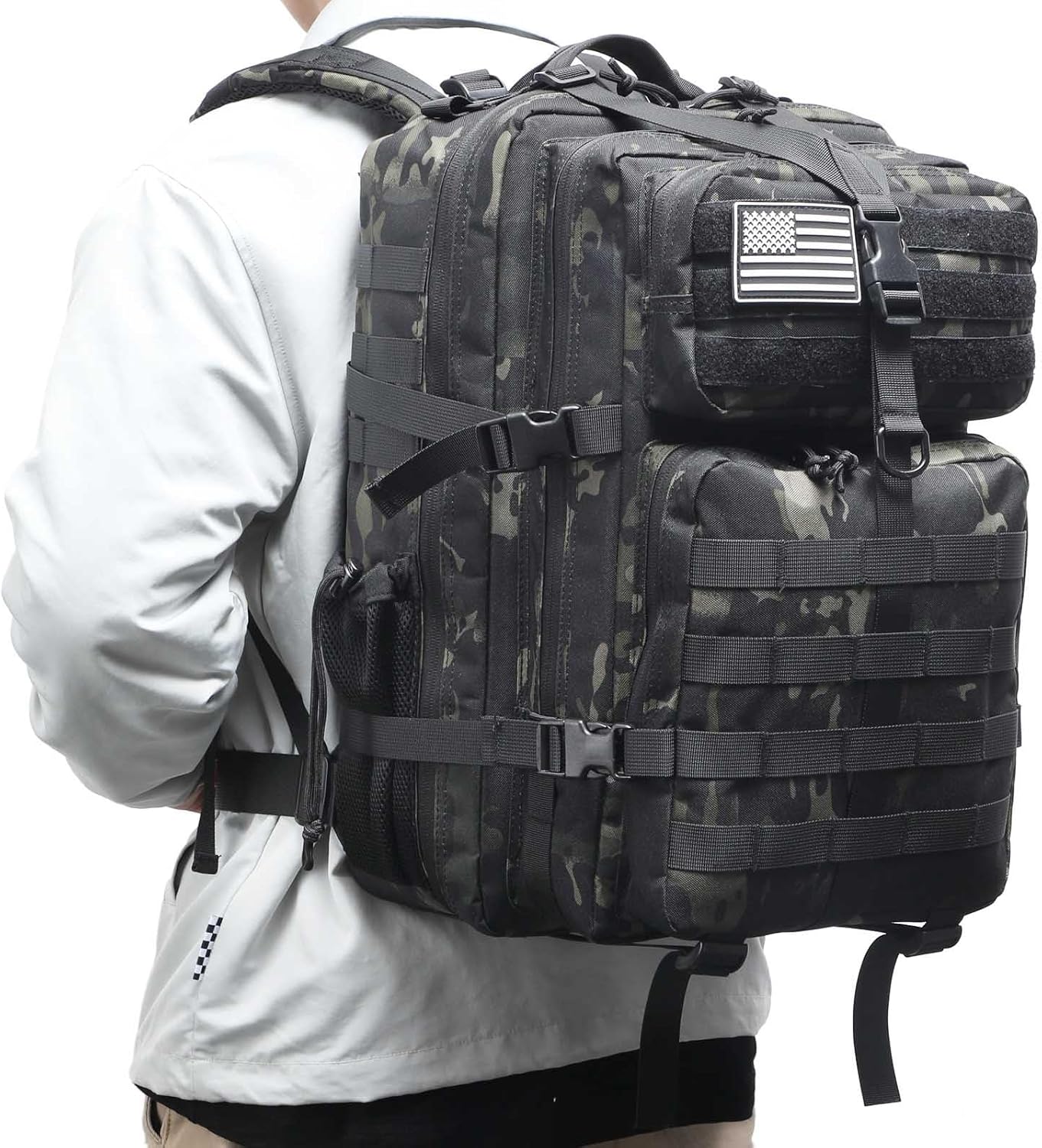 Tactical Backpack for Men, Military Backpacks with Gun Holster, Bug Out Bag 3 Day Assault Pack Large Molle Gun Backpack Pistol Bag of Handgun Black Camo - Image 7