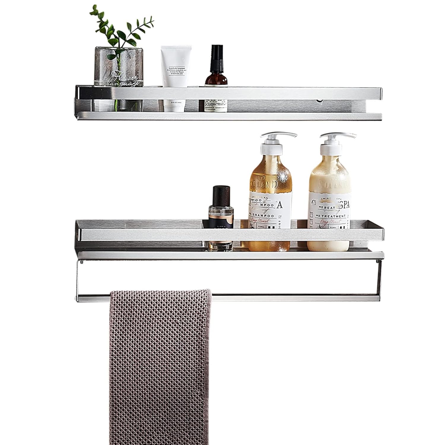 ZJHFFFG Bathroom Shelf Stainless Steel Shower Rack No Drilling Shower Caddy Wall Mounted Self Adhesive Anti Rust for