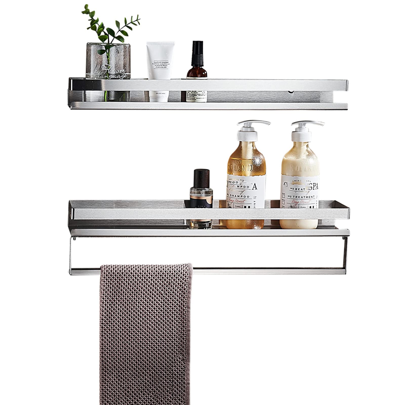 Bathroom Shelf Stainless Steel Shower Rack No Drilling Shower Caddy Wall Mounted Self Adhesive Anti Rust for Toilet