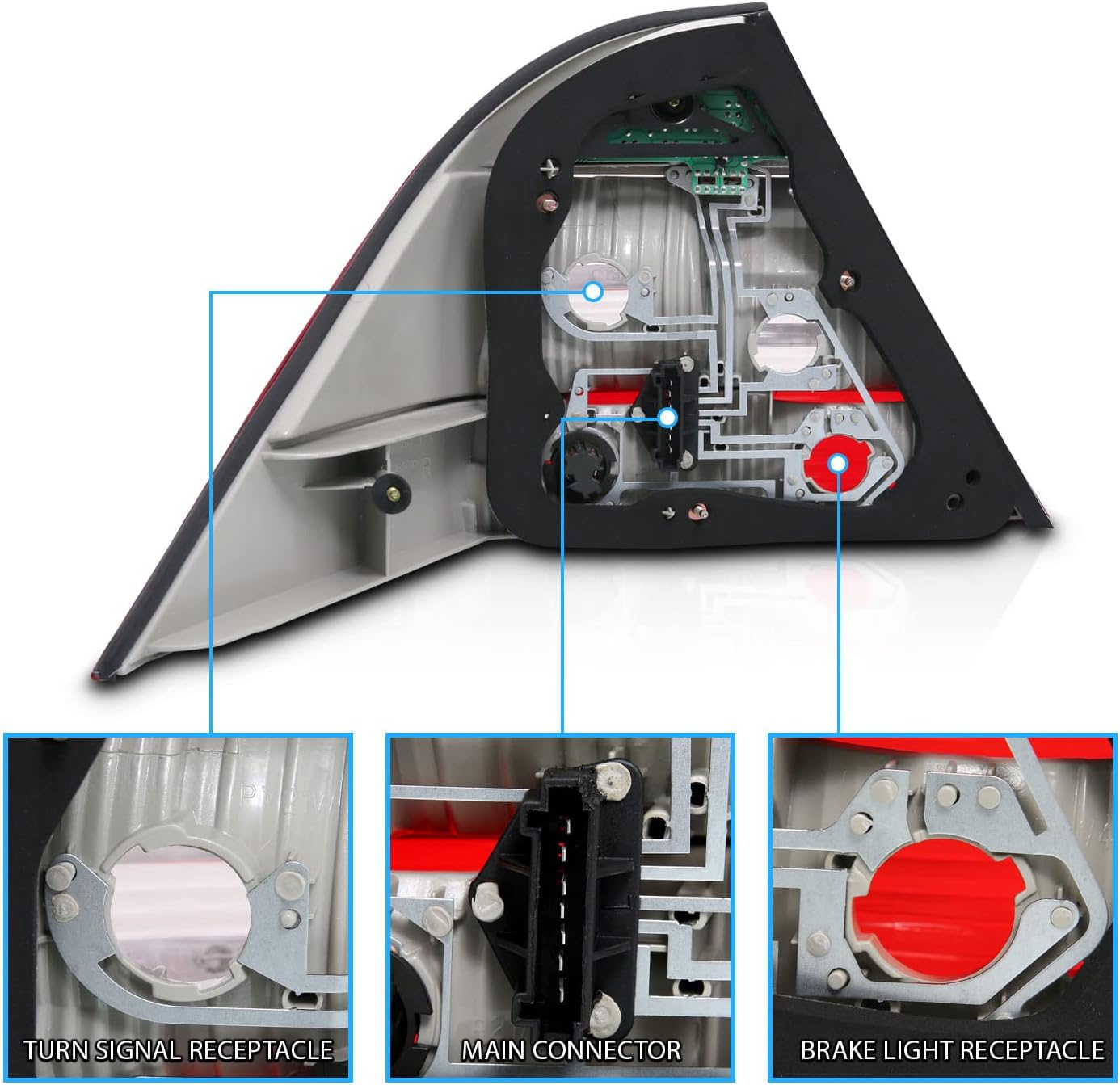AmeriLite LED Taillights Red/Clear For Mercedes Benz S Class W220 - Passenger and Driver Side