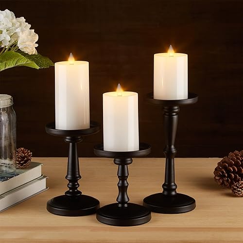 Miniatura 2 de Velas de pilar sin llama parpadeantes con temporizador remoto, velas LED que funcionan con pilas de hasta 400 horas, velas de cera real con llama