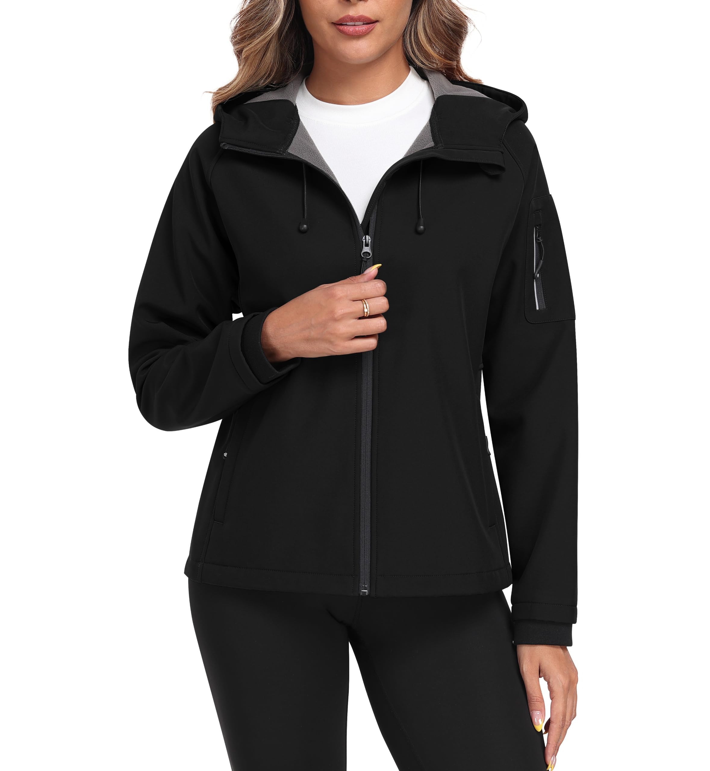 MoFiz Softshelljacke Damen Outdoor Wanderjacke Wasserdichte Winddichte Funktionsjacke Leichte Fahhradjacke Regenjacke mit Kapuze