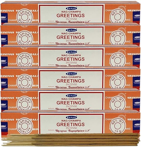 Vista 110 de Satya Sai Baba Nag Champa - Varitas de incienso de 0.53 oz y soporte - Paquete de 6 (aproximadamente 90 varillas)