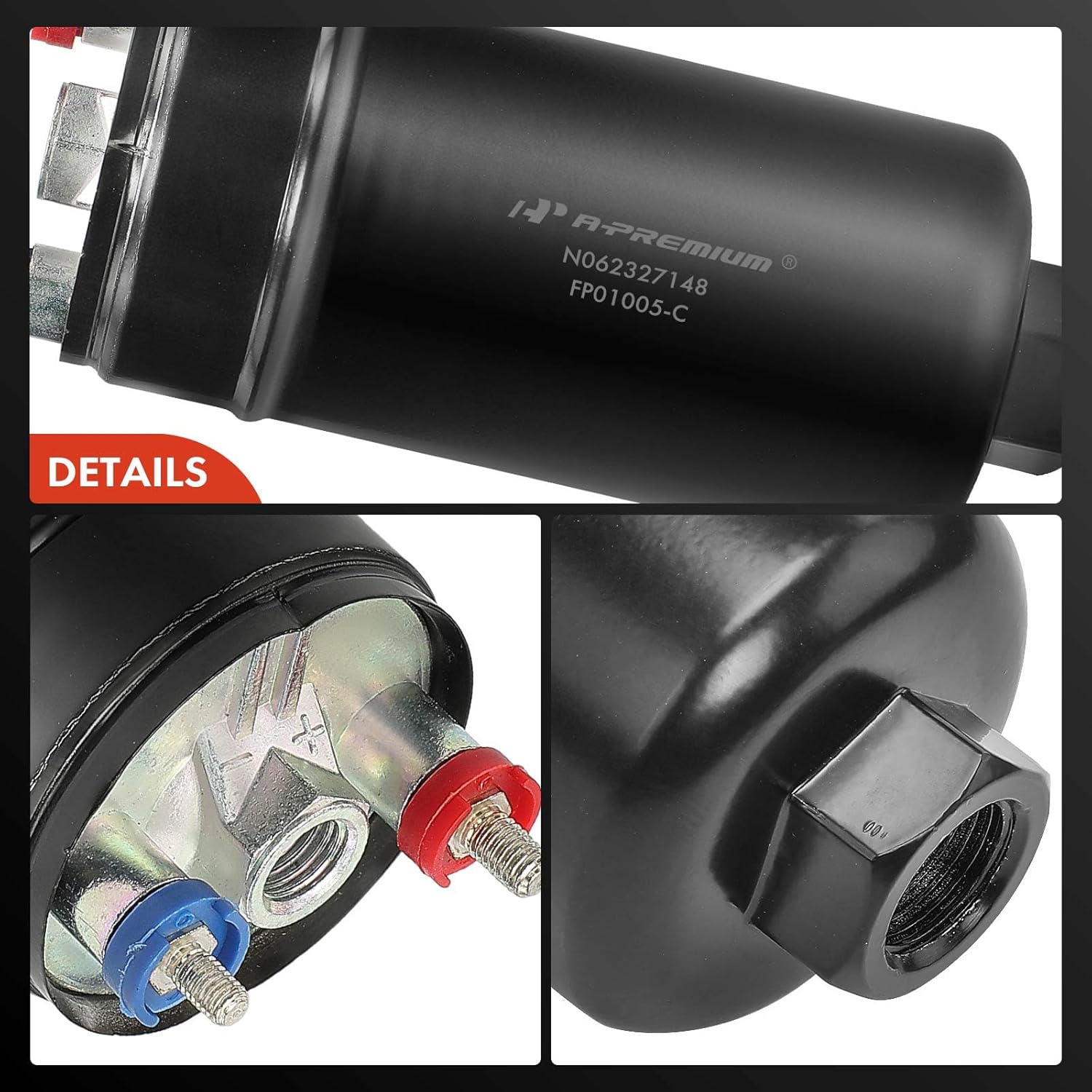 A-Premium 380LPH Inline External Electric Fuel Pump Assembly Compatible with Toyota Supra 1986-1996, 3.0L, Replace# 0580254044