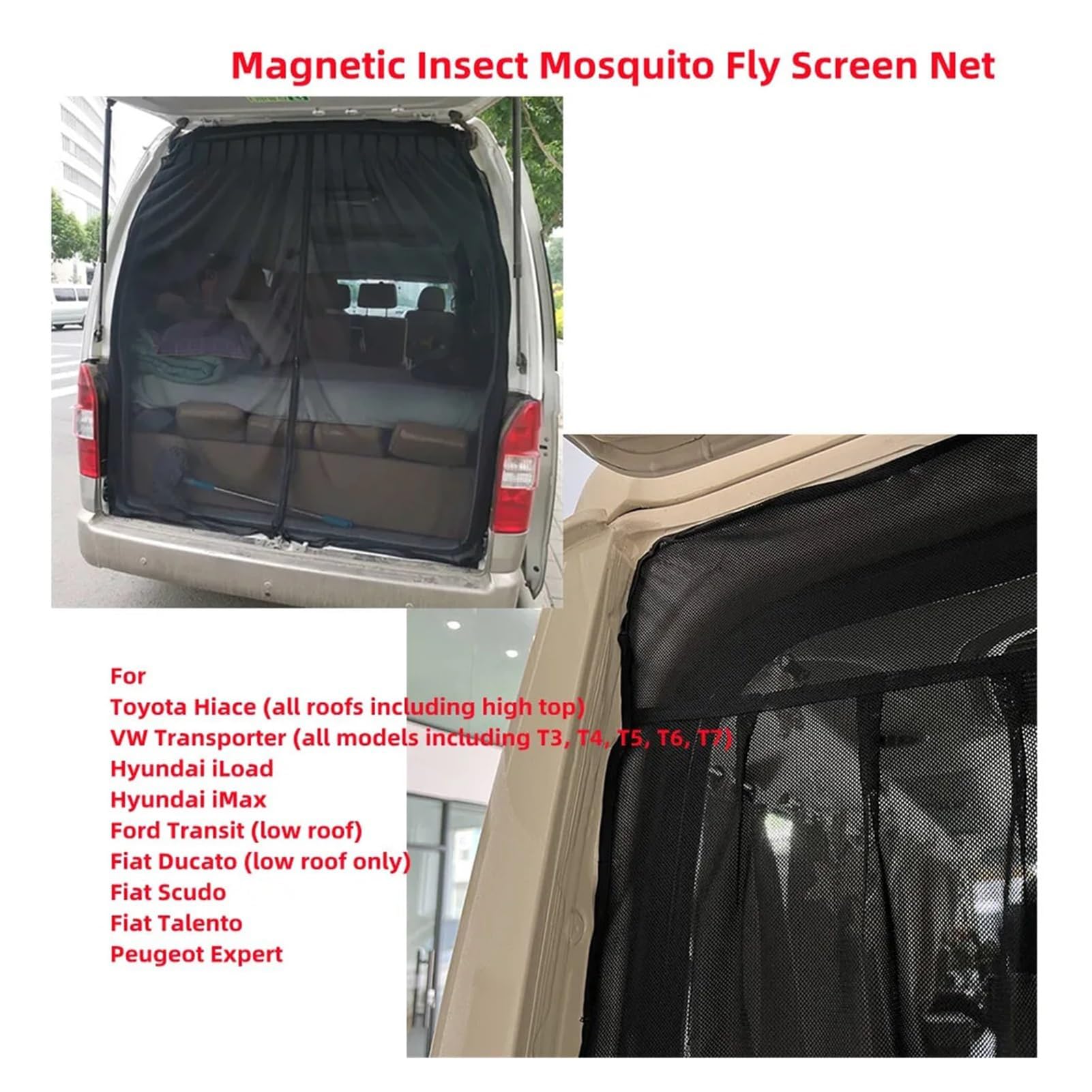 AVSMGP Moskitonetz Für Die Heckklappe des Autos Magnetisches Insektenschutzgitter Für Vans Fliegende Insekten Und Staub Für Wohnmobile, Campervans,130cm×140cm