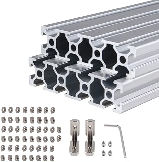 2PCS 400mm 2080 T Type European Standard Anodized Linear Rail Aluminum Extrusion Rail Kit with 2 Set Inner L Bracket and 50 T-Nuts and a Wrench for 3D Printer Parts and CNC