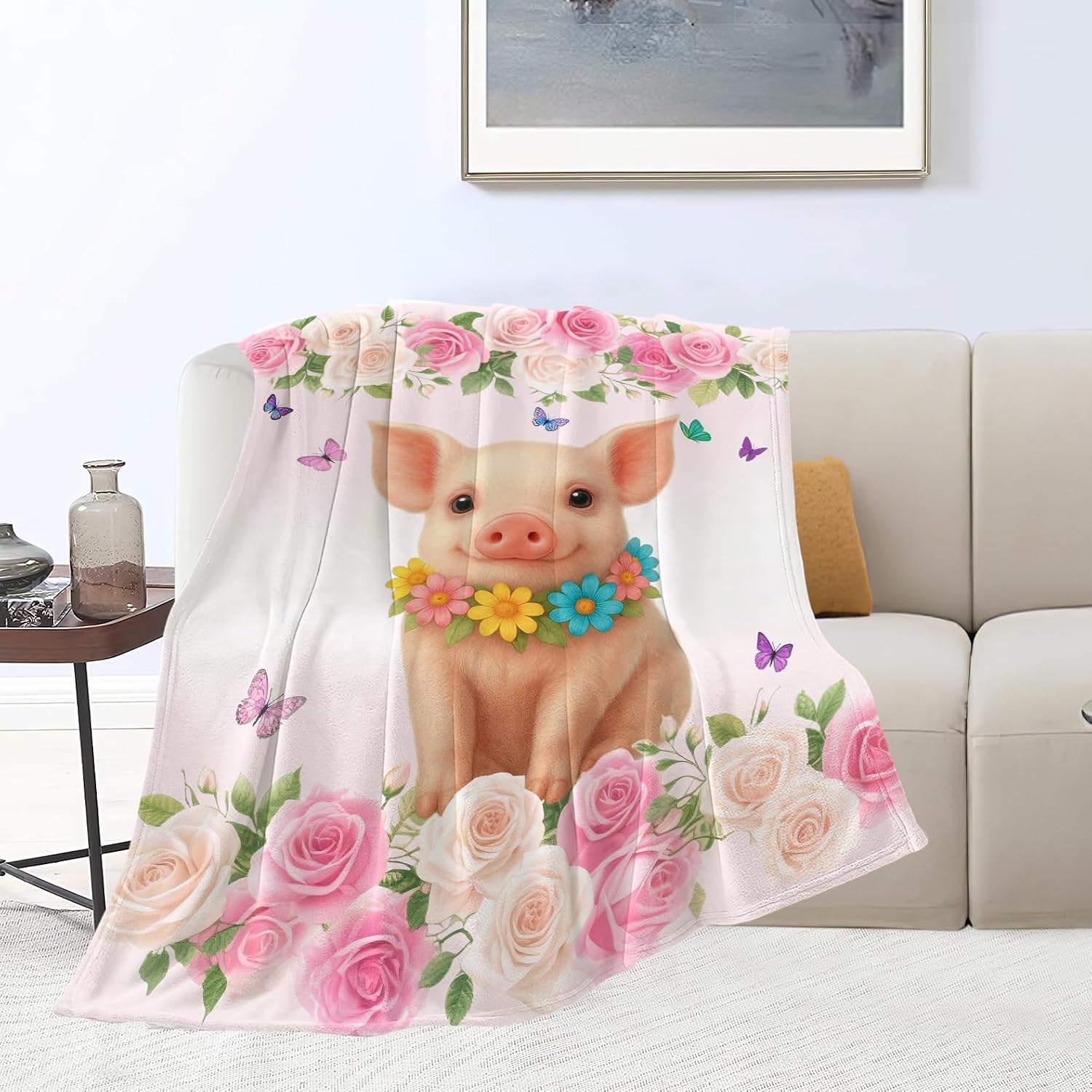 Pig Blanket Gifts for Piggy Lover Throw Blanket Pigs Theme Soft Cozy Fleece Fuzzy Plush Flannel Blankets Gifts for Women Girls Kids Adults 50"X40" image 5