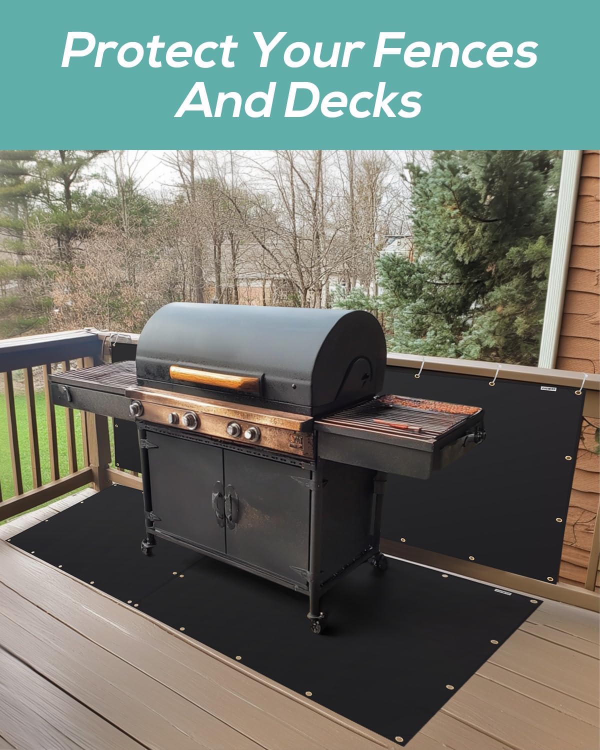 Heat Shield Behind Grill 3'x10' Heat Shield Mat for Wall, Deck Fence, Railing, Grill and Refrigerator, Heavy Duty Fireproof Cover and Screen Protect Deck Railing from Grill