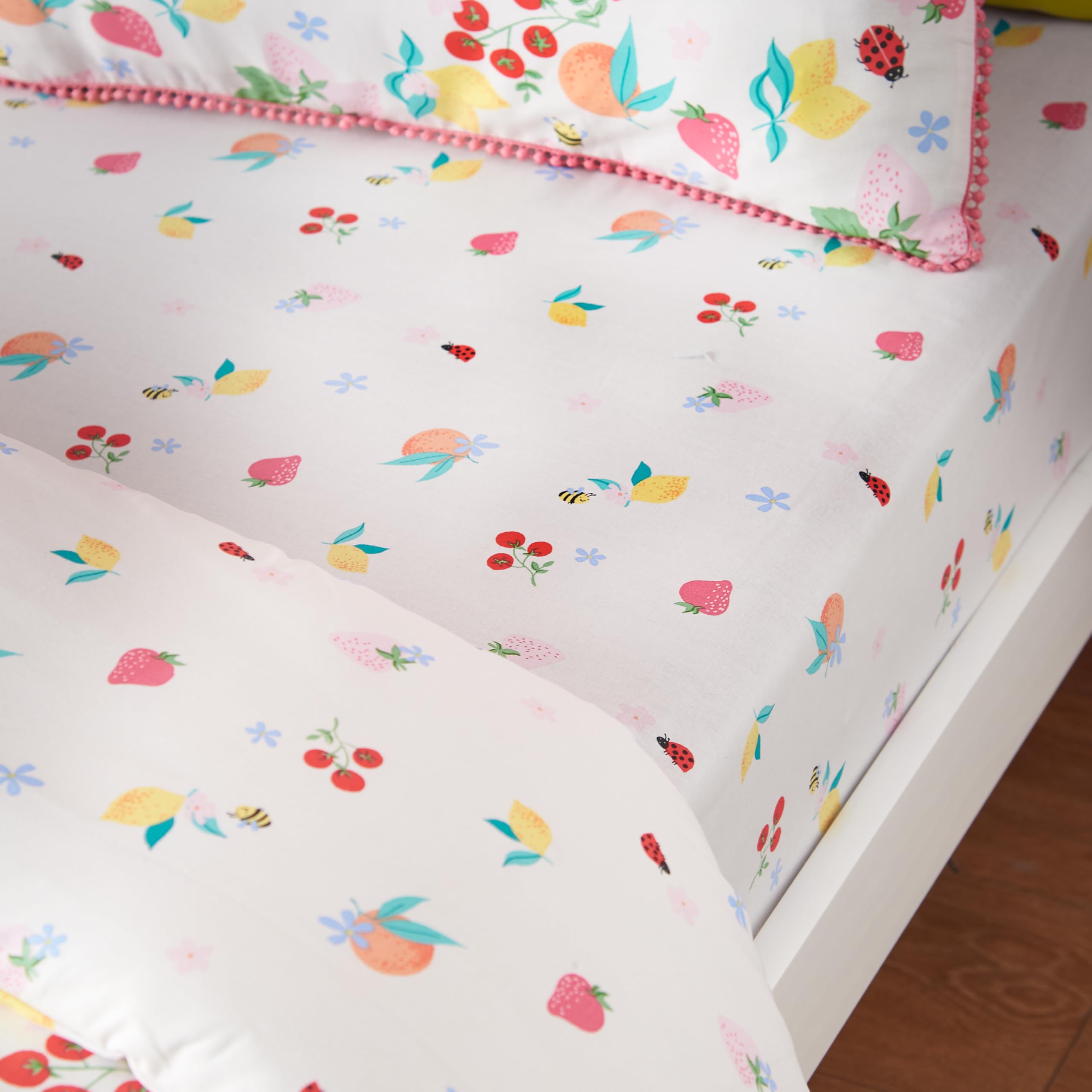 Catherine Lansfield Fruity Friends Double Fitted Sheet Bright from B&Q