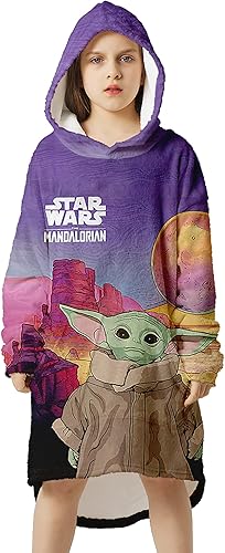 Manta de franela con capucha para niños, cálida y súper suave