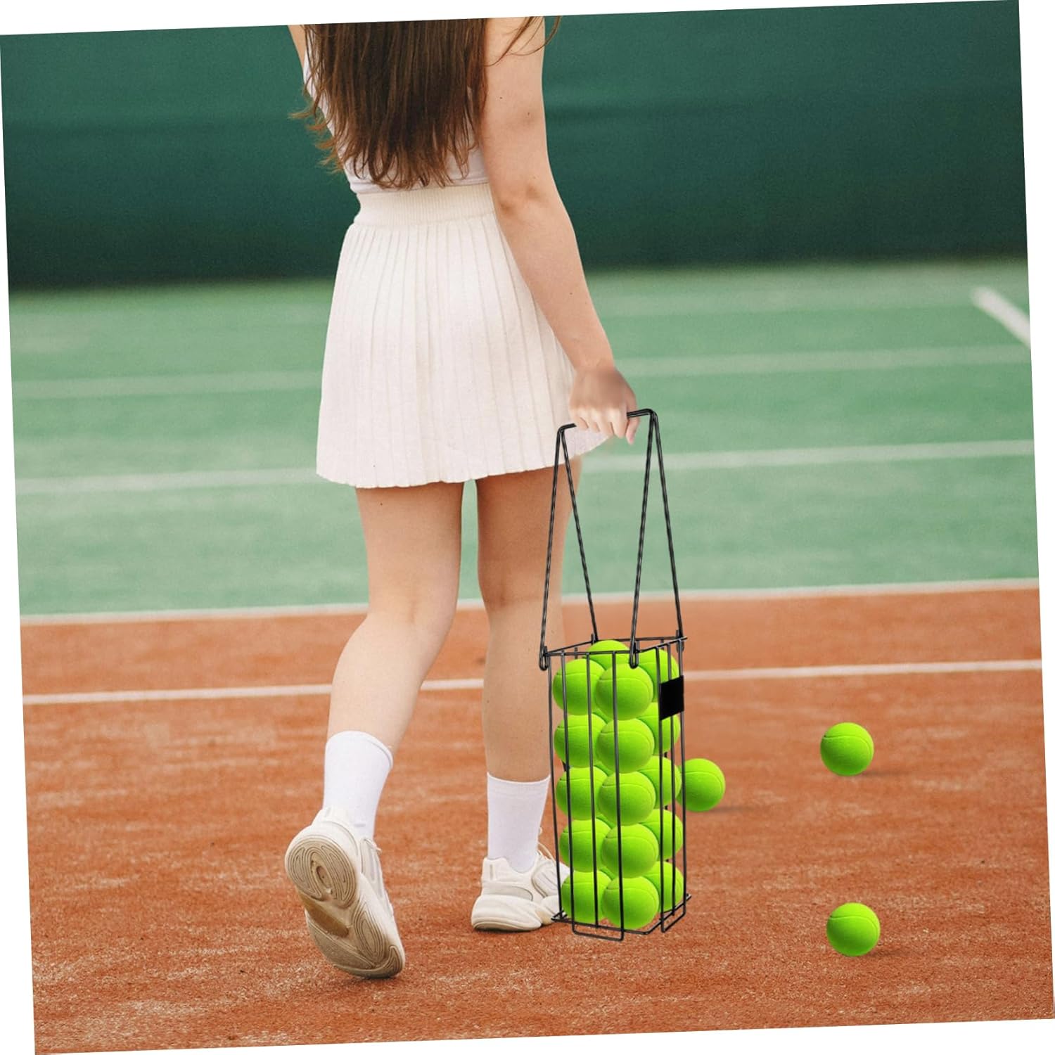 Tennis Gatherer and Pickleball Basket Portable Easy Pickup Holder for and Storage Construction for Use