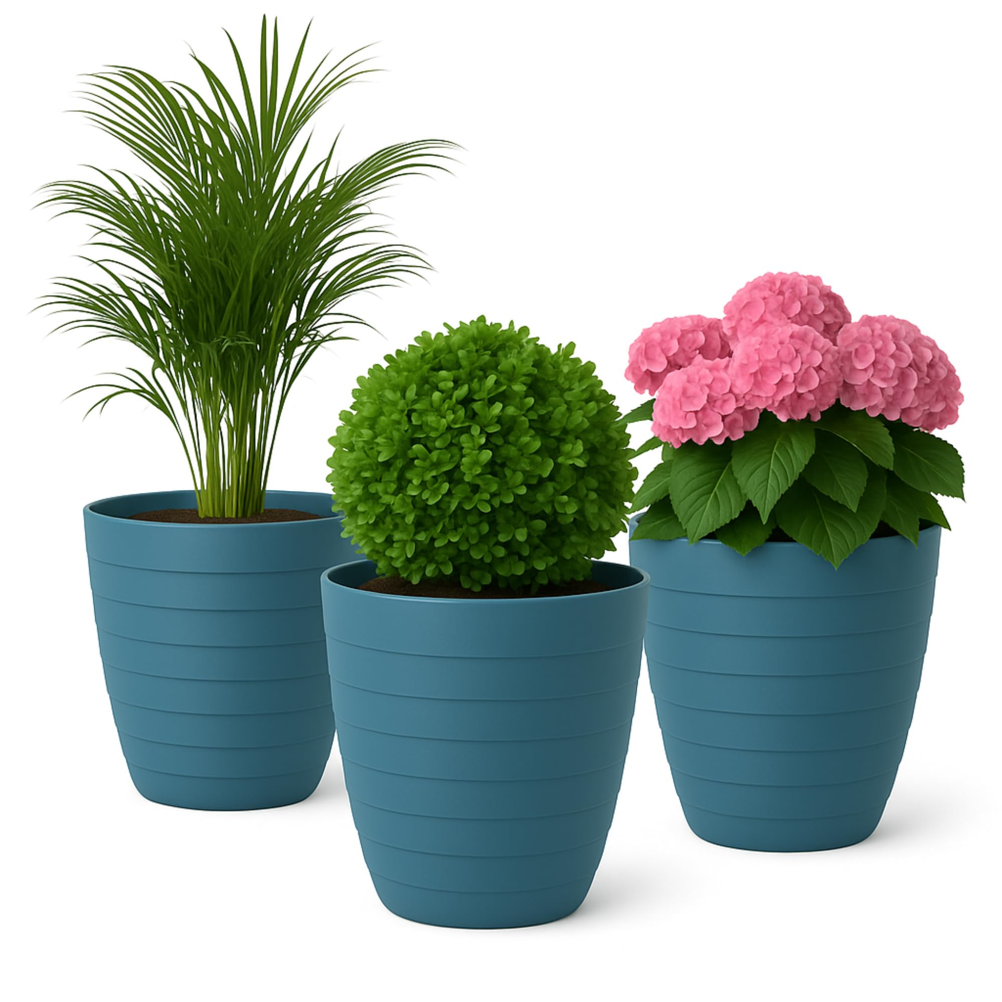 Maceteros Decorativos Interior y Maceteros Grandes Exterior - 3X Macetas Grandes Blanco Elegante (30 cm) Macetas Plastico con Drenaje - Tiestos para Plantas, Jardín, Terraza y Balcón — view 18