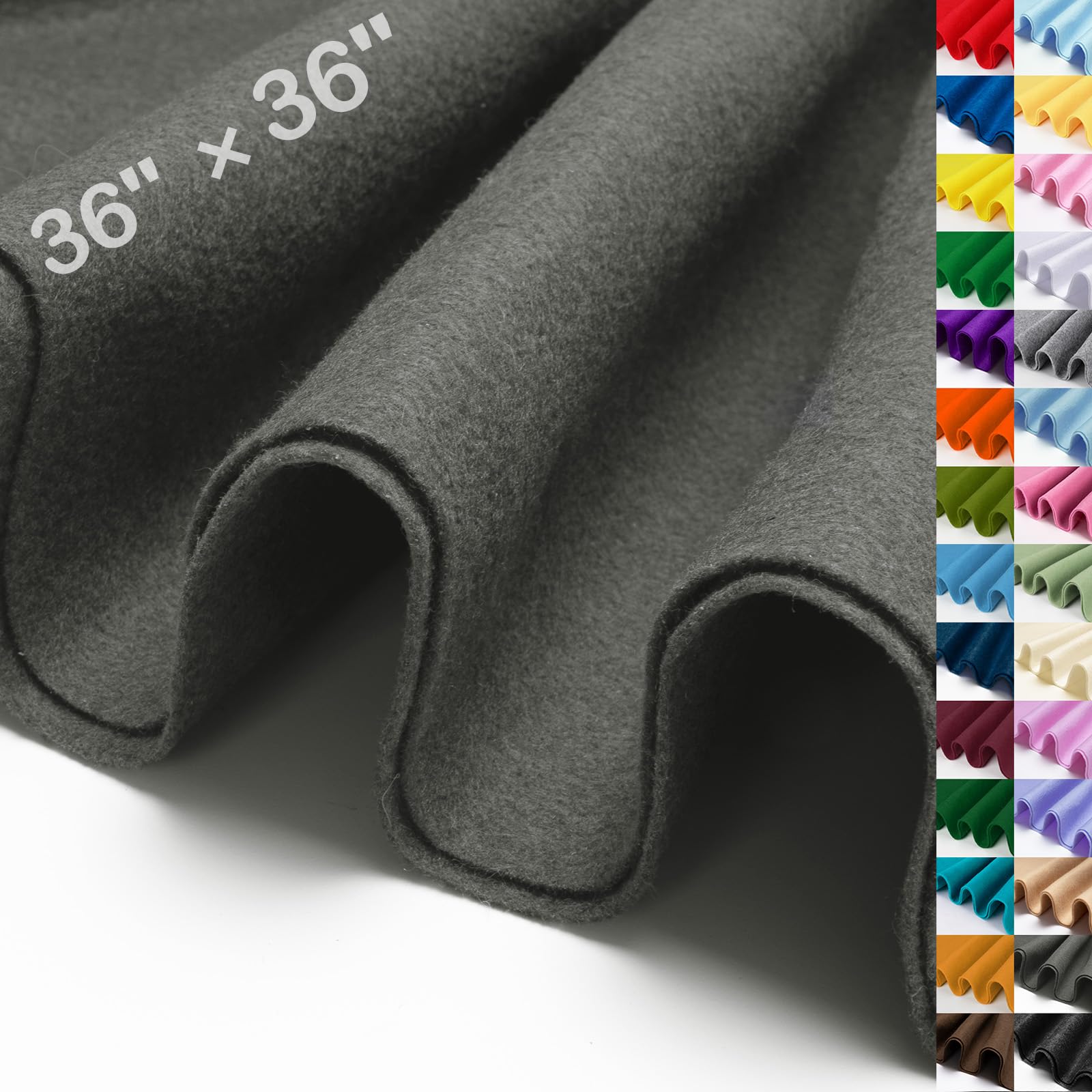 XSEINO Dark Gray Large Felt Fabric 36" X 36 "(1 Square Yard), 1.4 mm Thick Soft Felt Fabric Sheet for Crafts, Gray Series Colors Soft Nonwoven Fabric, Fit for Decoration, Sewing, DIY Crafts