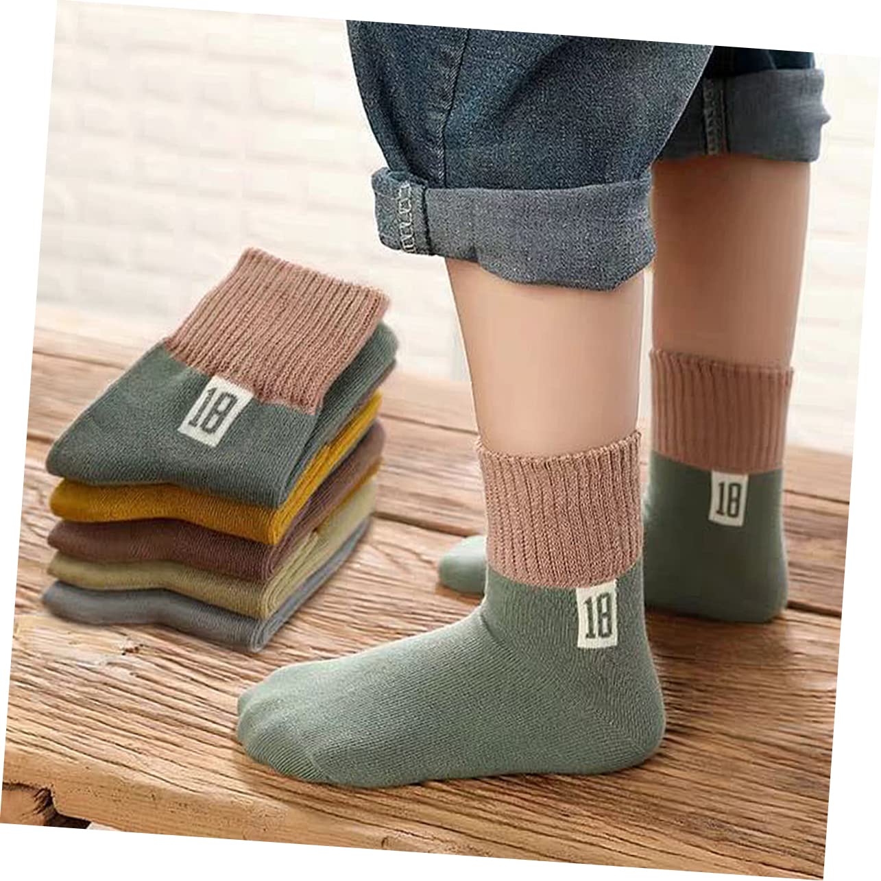 PACKOVE Long-lasting Cotton Baby Socks Mid-calf Length Comfortable for Kids Random Color