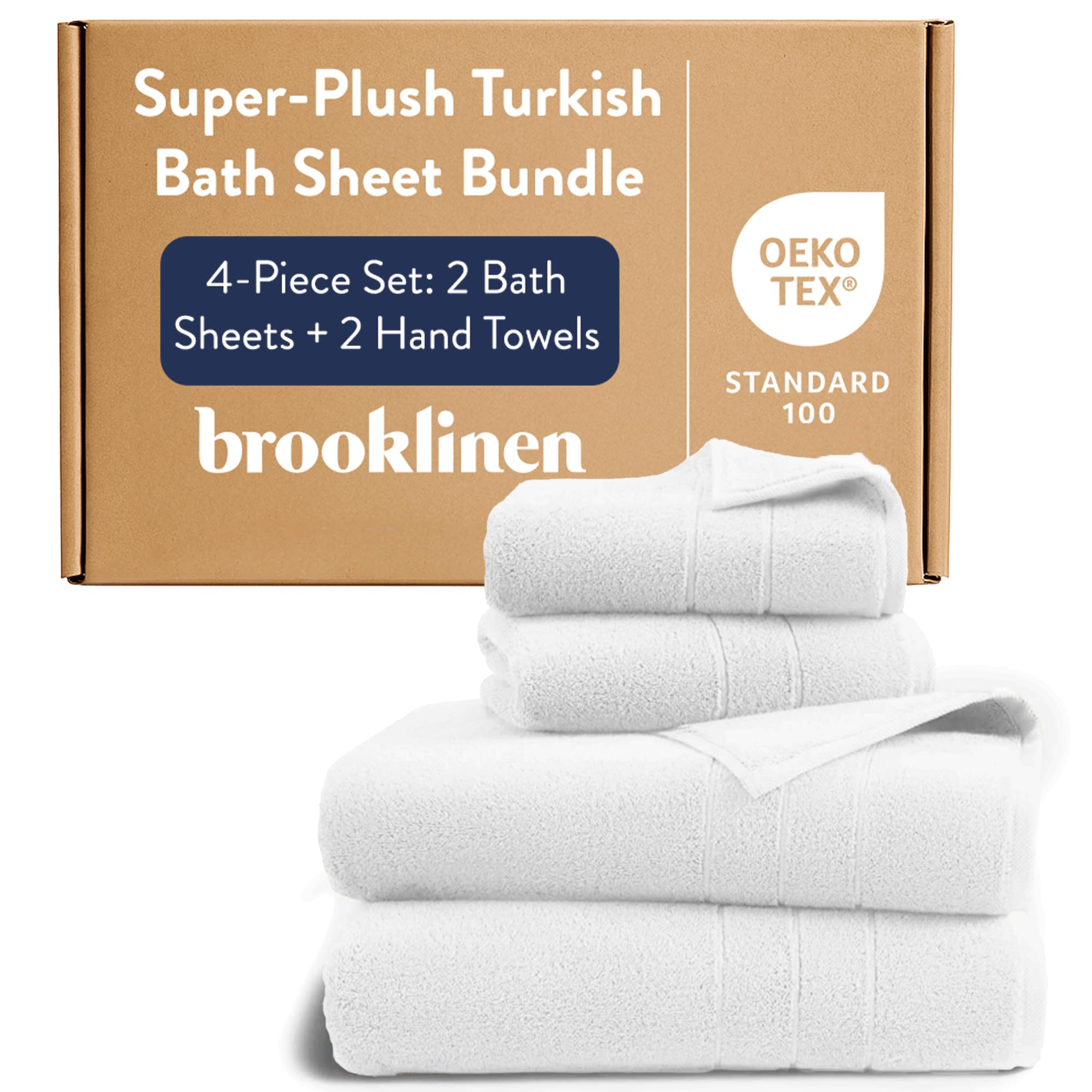 Brooklinen Super-Plush Bath Sheet and Hand Towel Set - 2 Bath Sheets 2 Hand Towels - Cotton Highly