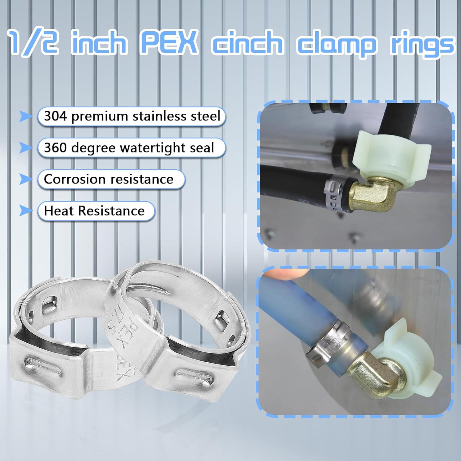 6Pcs Pex Swivel Elbow Brass Crimp Fittings,1/2in x 1/2in Female NPT 90-degree NPSM Brass Crimp Fittings for RV Pex Faucet Connector, ASTM F1807 (A)