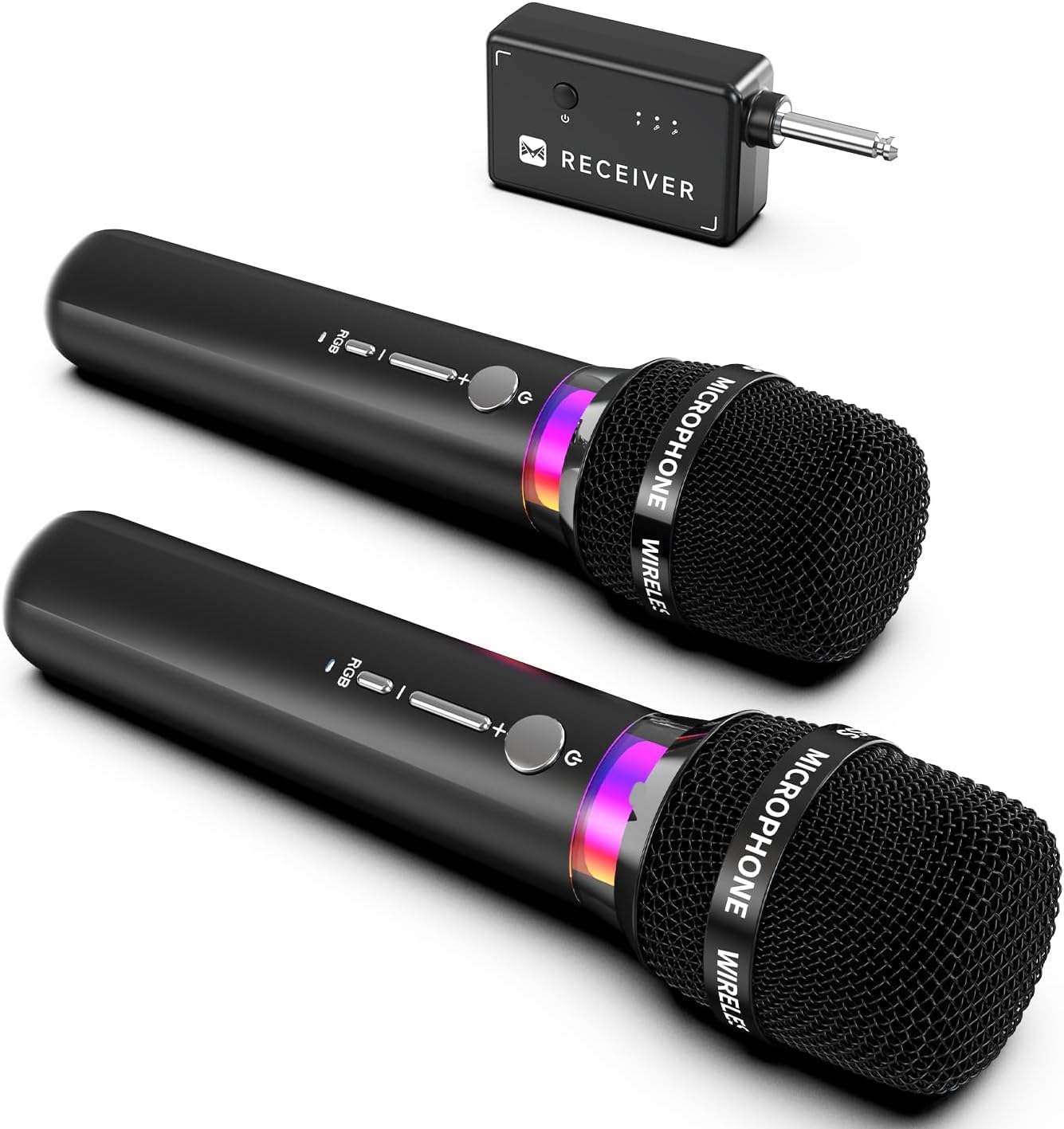 Wireless Microphone Rechargeable Wireless Microphones with One-to-One Chip Connection and LED Lights 40H Duration 200FT Range Receiving Less