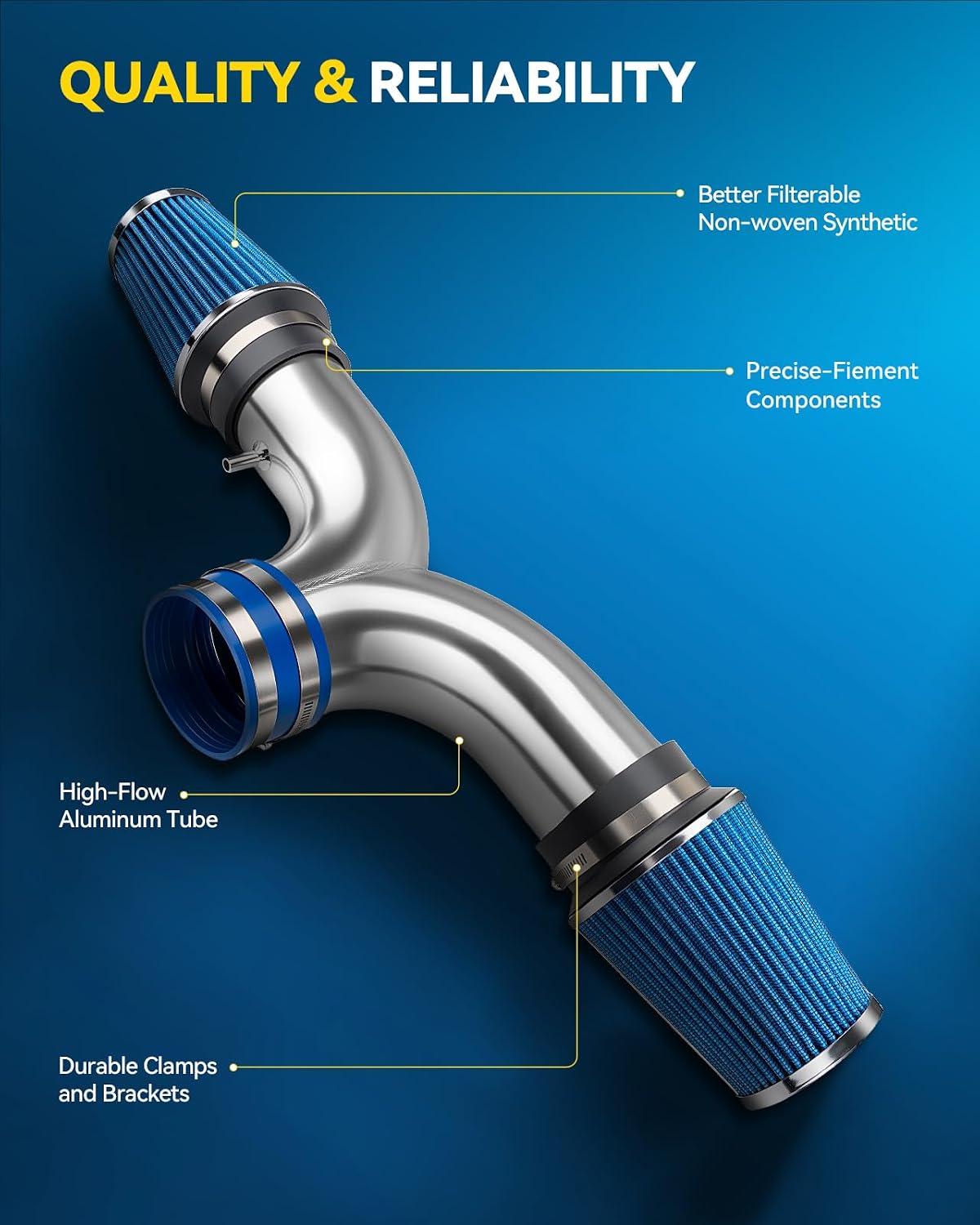PHILTOP Cold Air Intake Kit for Grand Cherokee 1999-2004 Jeep Grand Cherokee 4.7L V8 (Blue)