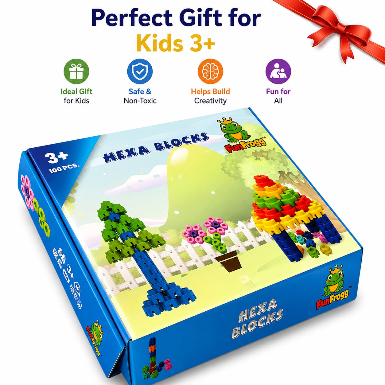 Funfrogg Hexa Blocks 100 PCS STEM Building Blocks for Kids 3+ Years 4