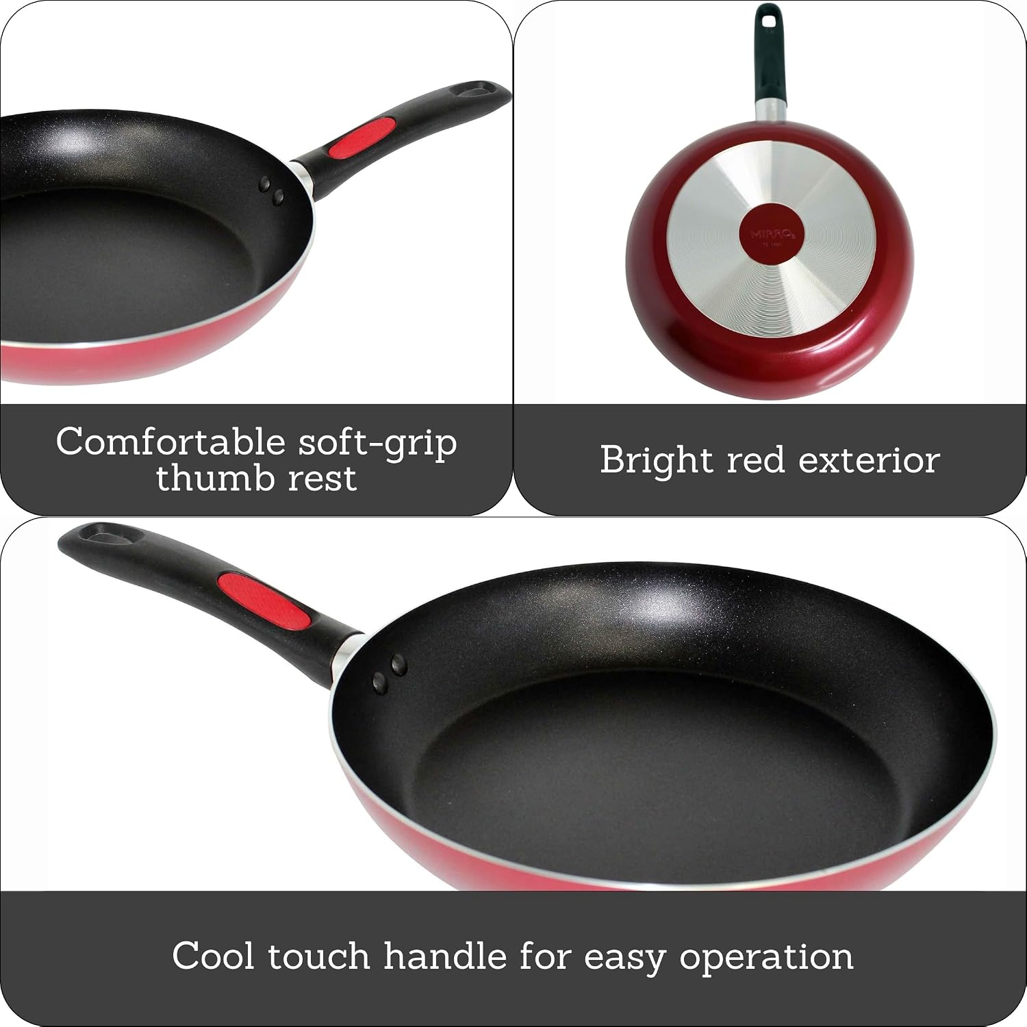 Mirro A79602 Get A Grip Aluminum Nonstick Fry Pan Cookware, 8-Inch, Red -