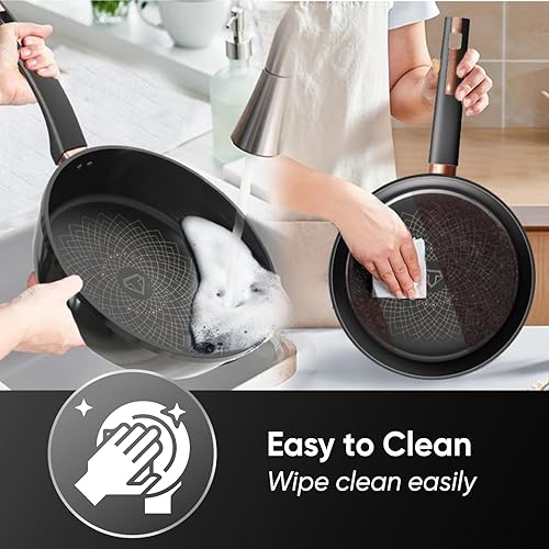 Miniatura 7 de Sunhouse Sartén de aluminio con revestimiento antiadherente de titanio de 10 pulgadas con revestimiento antiadherente de 4 capas, no tóxico, sin