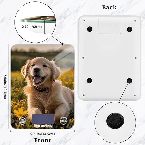 Miniatura 2 de Báscula digital de alimentos Golden Retriever Puppy  Diseño de moda, 11 lb0.01 oz, vidrio templado, báscula de cocina con pantalla LCD para hornear