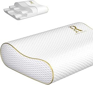 Royal Therapy Memory Foam Pillow, Queen Neck Pain Relief, Contour Cervical Pillow, for Neck and Shoulder Pain, Side, Back and Stomach Sleeper