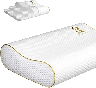 Royal Therapy Queen Contour Memory Foam Pillow for Neck Pain Relief - Side, Back & Stomach Sleepers, Adjustable Cervical Support 24x14x5"