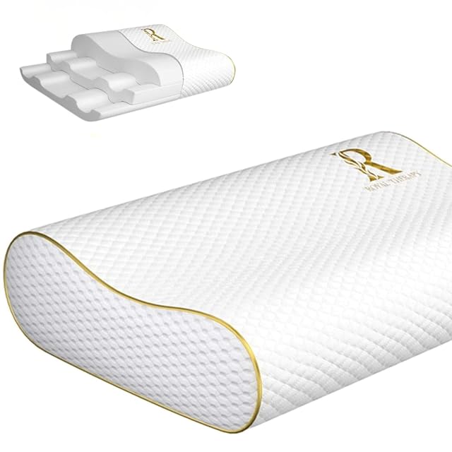 Royal Therapy Memory Foam Pillow Queen Neck Pain Relief Contour Cervical Pillow for Neck and Shoulder Pain Side