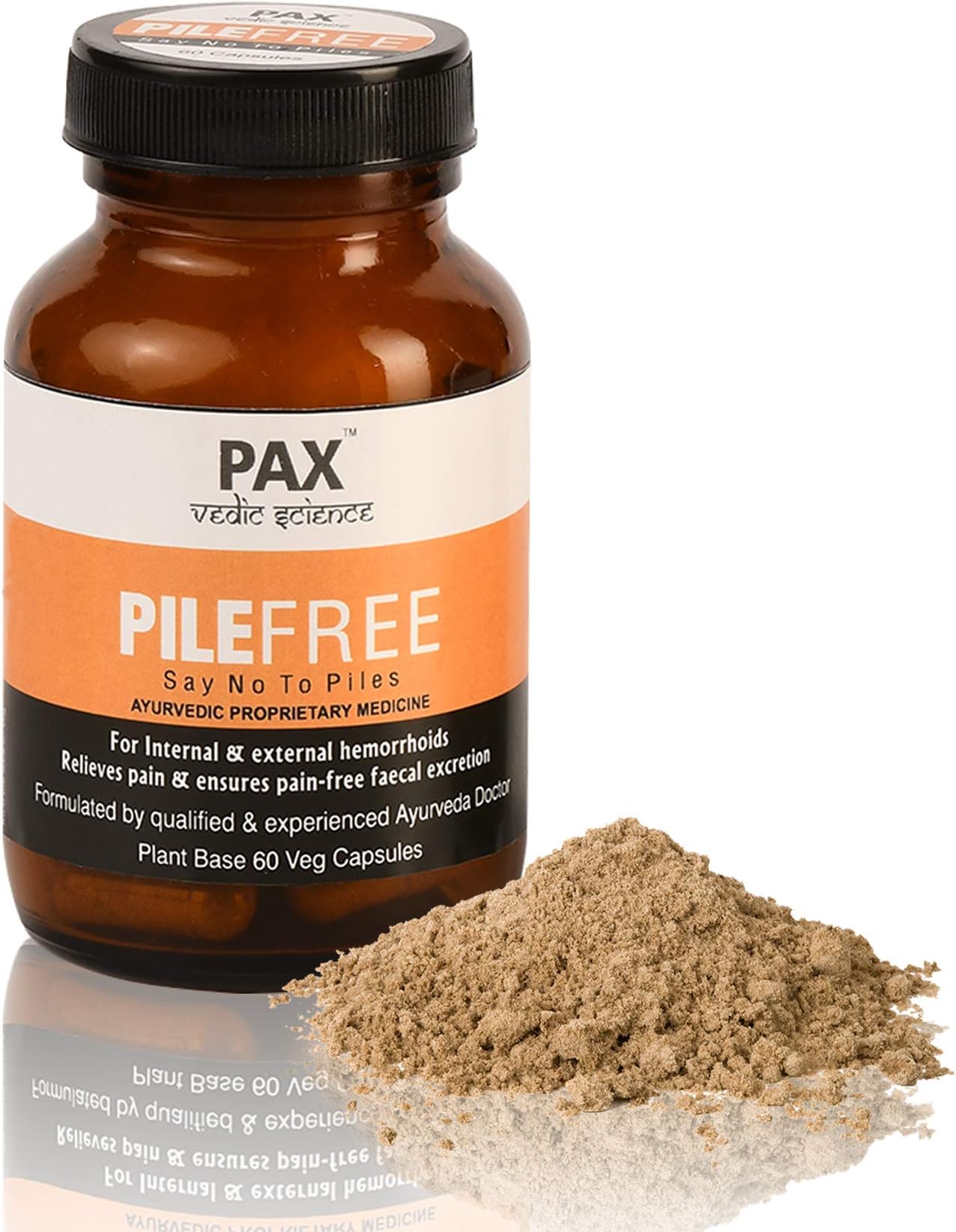 Pax Vedic Science Pilesfree Ayurvedic Medicine for Fissures and Piles/Babasir/Hemorrhoids/Itching Veg Plant Base - 60 Capsules