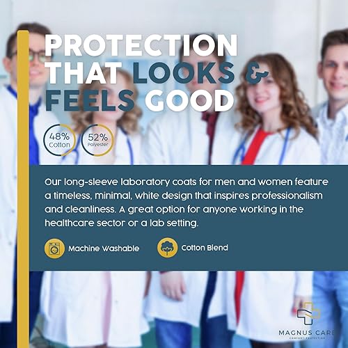 Miniatura 7 de Professional Lab Coat for Women & Men, White Unisex Labcoat, Cotton Poly Medical Doctor Nurse Med Laboratory Coat