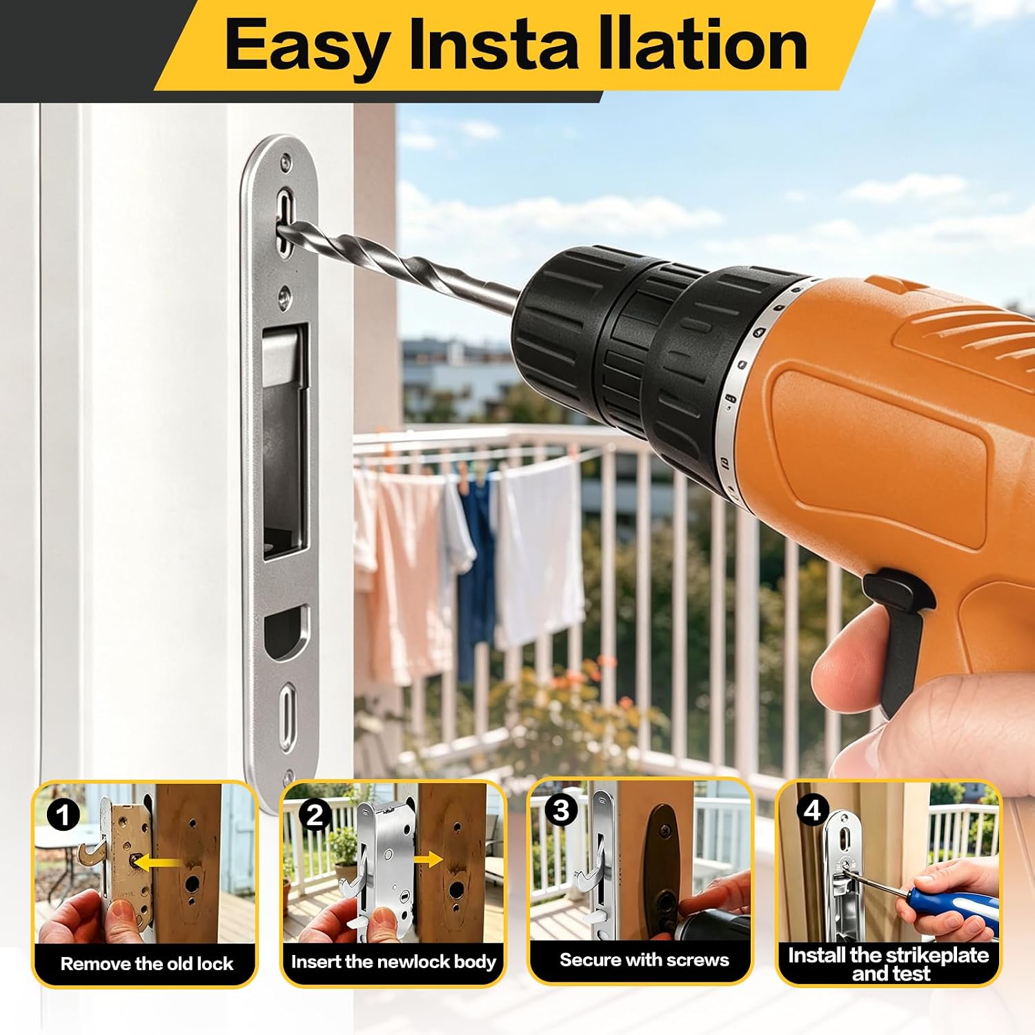 Compatible Anderson Sliding Door Lock Replacement，2 Panel，1986 to Present | Reachout Lock and Receiver Kit，200/400/A-Series,2-9/16" Hole Centers，Non-Handed,Replaces 2573562 2565507 2562123 2573558
