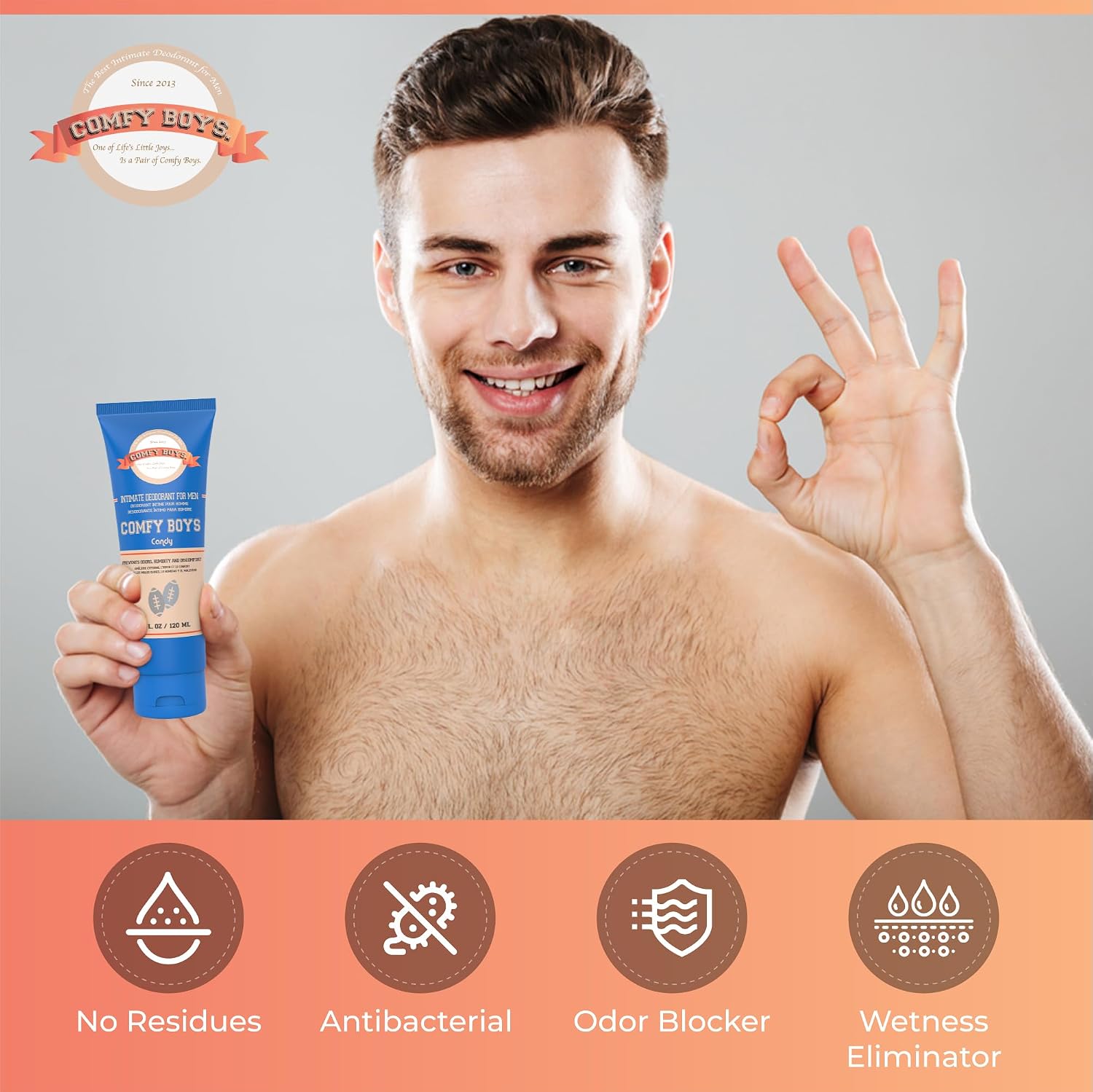 Men's Premium Ball Deodorant: Anti-Chafing Sweat Defense, Odor Control, Aluminum-Free Mens Deodorant for Men's Private Parts (Original, 4 oz)