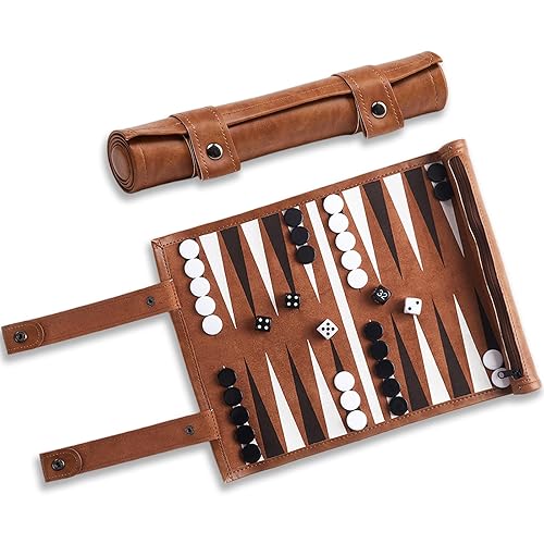 Backgammon Voyage, Backgammon Portable en Cuir, jeu de Société de