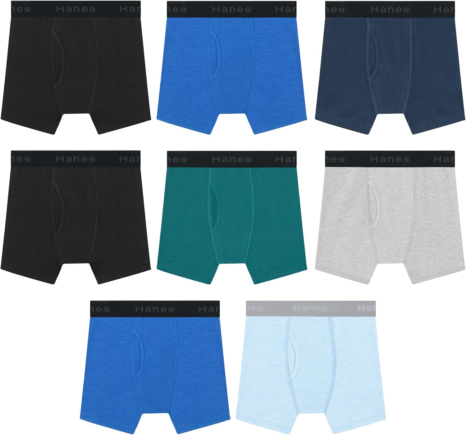 Hanes boys Underwear Boxer Briefs Pack, 8-pack, Cotton-stretch Dyed Boys' Underwear, Moisture-wicking