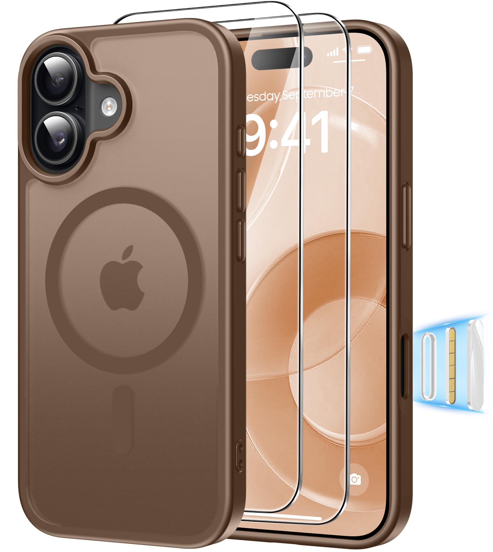 Magnética Funda para iPhone 17 Pro Compatible MagSafe con 2 Cristal Templado, Control de Cámara, Protección Carcasa Antigolpes Anti-Amarillo Tapa Case iPhone 17 Pro, Transparente — view 22