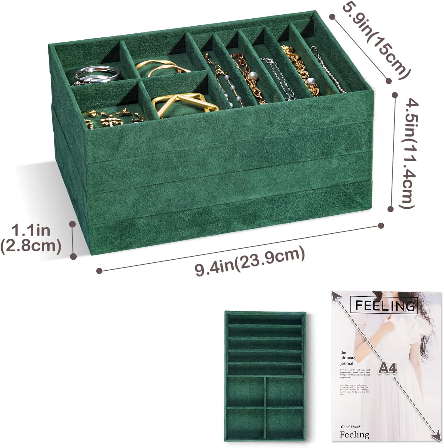 ProCase 360 Rotating Jewelry Organizer Bundle with Stackable Jewelry Tray