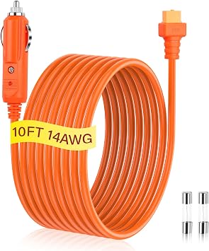 SinLoon 14AWG Cigarette Lighter XT60 Charger Cable 12V Cigarette Lighter Plug to XT60 Female Connector Extension Cable with Fuse and LED Light for Power Stations,Solar Generators3M/10Ft