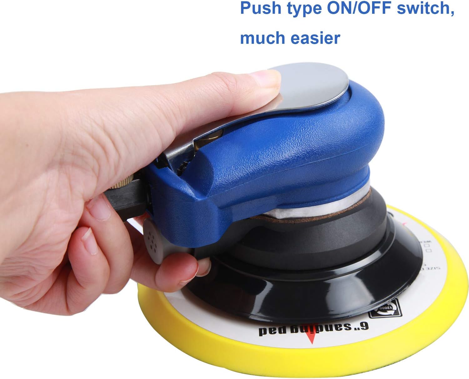 6" Air Palm Random Orbital Sander, Dual Action Pneumatic Polisher Speed Adjustable Grinding Sanding w/Pad