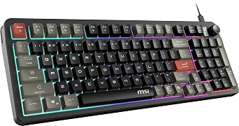 msi Forge GK110 US - Membrane Keyboard, RGB, Ergonomic, Anti-GHOSTING, Angle-Adjustable (Black)