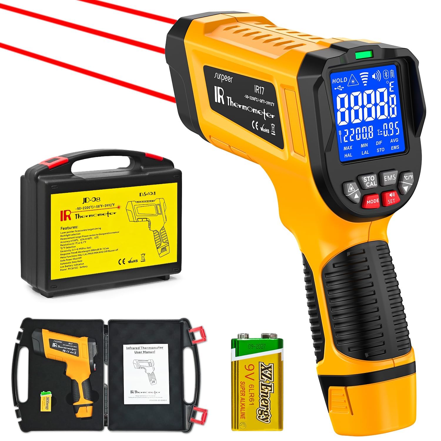 Infrared Thermometer Temperature Gun 2732°F 50:1 Pyrometer — Amazon image 12