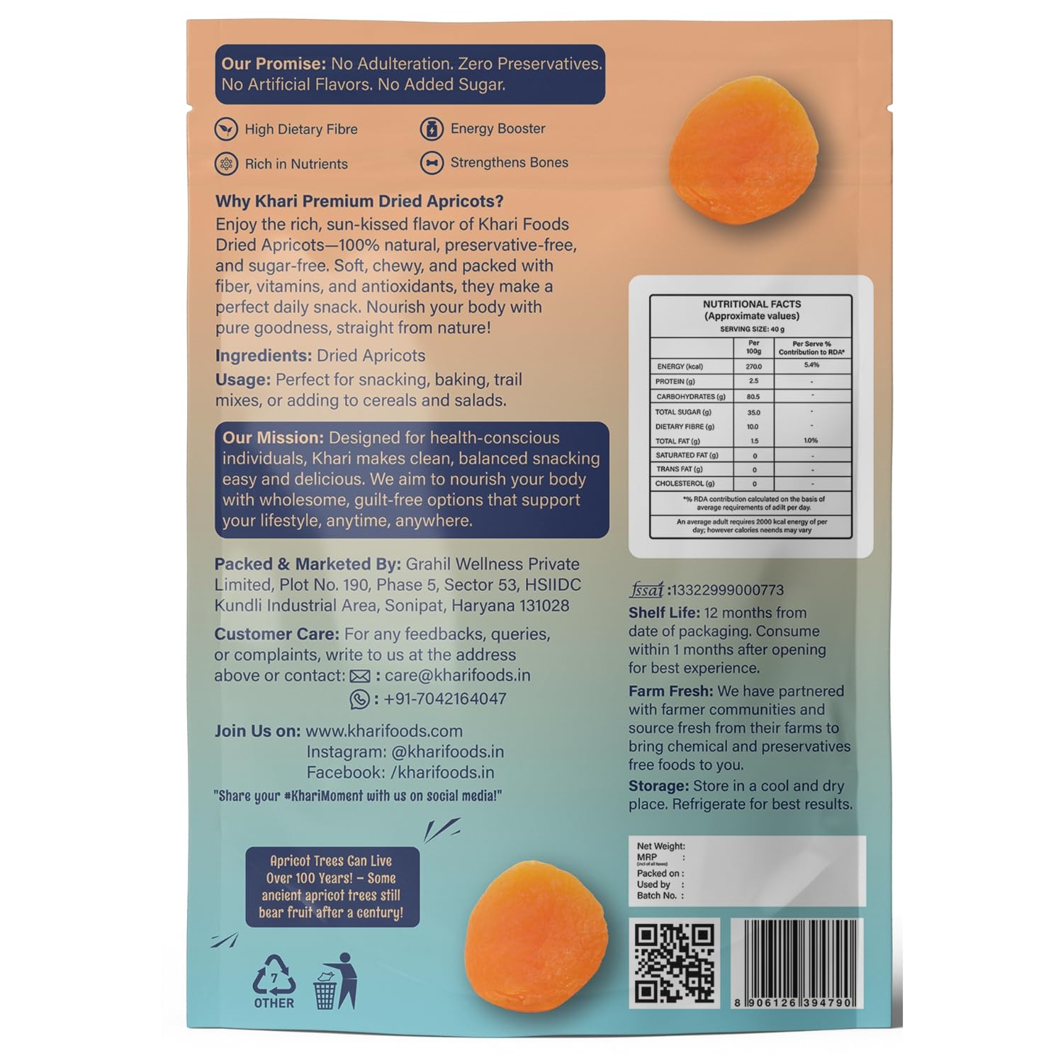 Khari Foods Premium Apricots 200g, Sun Dried Khumani, High Fibre, No Added Sugar, Health Snacks 3