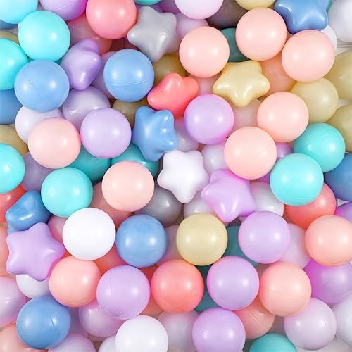 Liliful 500 bolas de plástico a prueba de aplastamiento para niñas y niños, para interiores y exteriores, casa de juegos, tienda de campaña, túnel