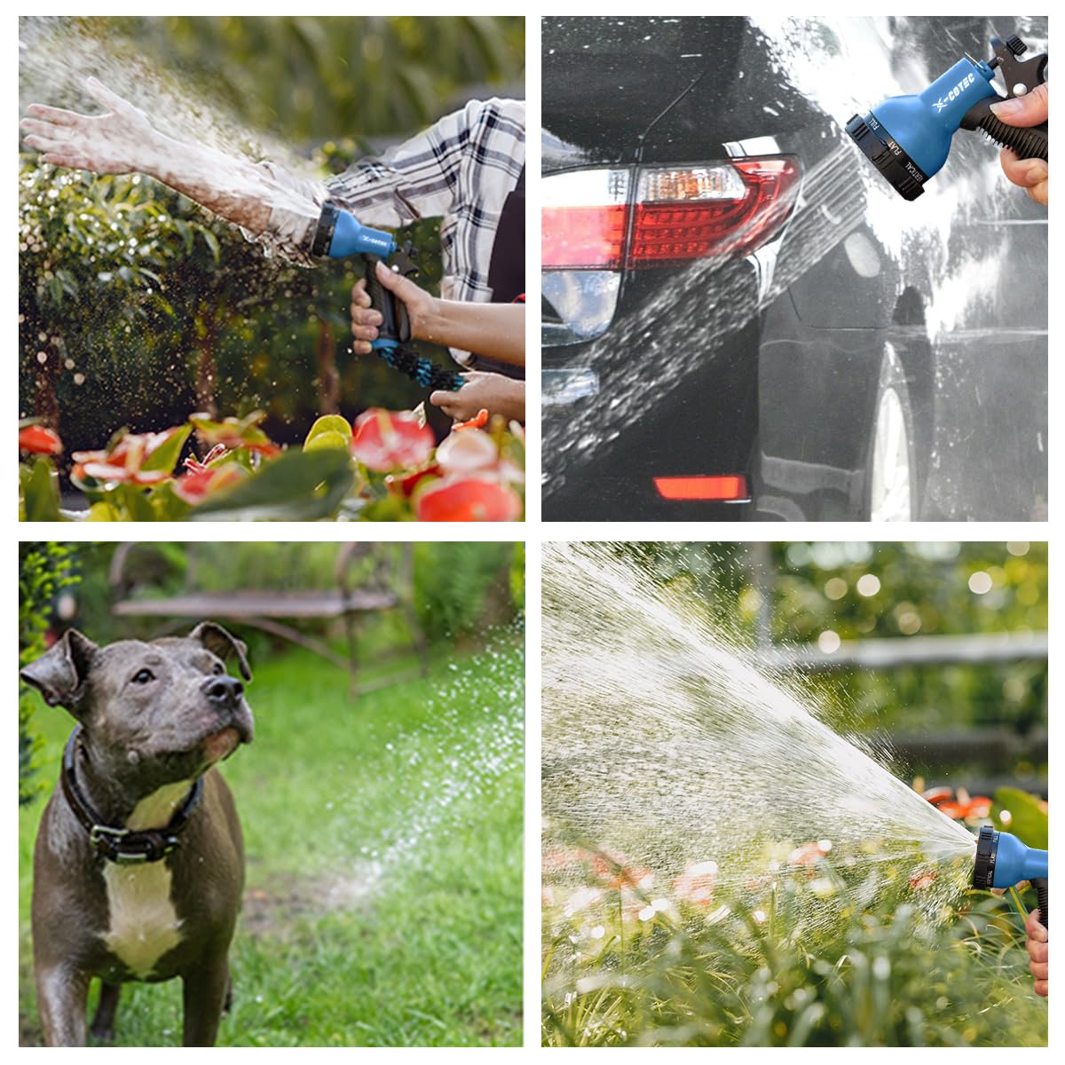 X-COTEC Gartenschlauch 15m Flexibel - Dehnbarer Bewässerungsschlauch Mit 10 Düsen-Funktionen
